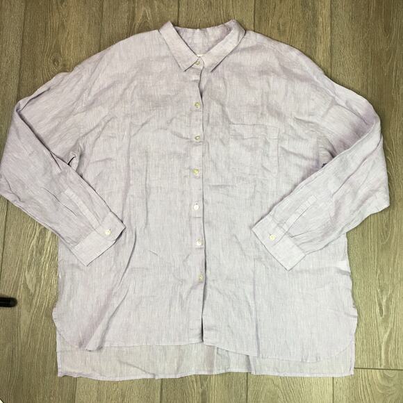J. Jill Tops - J. Jill Love Linen Button Down Shirt Lavender Long Sleeve‎ 100% Linen Womens XL